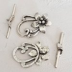 5 Toggle-Verschlüsse Blumenmotive Natur Romantik Antiksilber