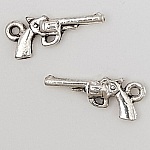 Charm Revolver Pistole Nr. 01 Silber x 20 Stück