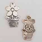 Blume Metall Charm Nr. 056 Silber