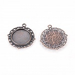 2 Cabochon-Halterungen 20mm Kupfer rot, Cabochon-Anhänger 15290AS