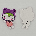 Holzknopf Malvenfarbenes Mädchen Nr. 01-03