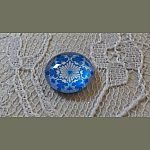 runder Glas-Cabochon 12mm Blume blau 031 