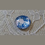 runder Glas-Cabochon 12mm Blume blau 009 
