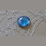 runder Glas-Cabochon 12mm Blume blau 002 