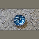 runder Glas-Cabochon 12mm Blume blau 001 