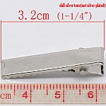 Satz von 20 Krokodilklemmen - Silberfarben 32 mm x 7 mm.