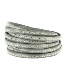 Leder Kugel Infinity Grau 06 mm mit Kugelkette Nickel free pro 20 cm