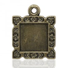 1 quadratischer Cabochon-Halter N°01 Bronze