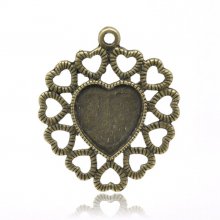 1 Cabochon-Halter Herz Nr. 01 Bronze