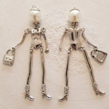 Puppenkörper aus Metall Farbe Silber und Strass 10 cm
