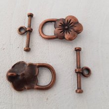5 Toggle-Verschlüsse Blumenmotiv Bronze Nr. 17
