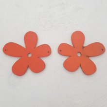 Blume Holz Anhänger oder Stecker 57 mm Orange