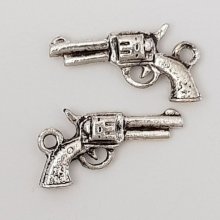 Pistolenrevolver Charm Nr. 02 Silber