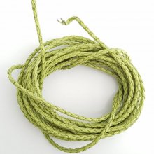 1 Meter Rundkordel aus geflochtenem Kunstleder Grün Anis 3 mm