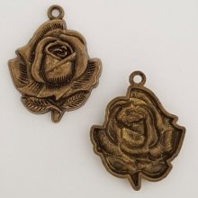 Metall Blumen Charm Nr. 012 Bronze