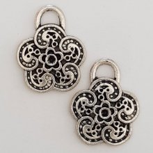 Blume Metall Charm Nr. 055 Silber