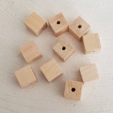 10 Holzperlen Würfel / Viereck 10 mm Roh