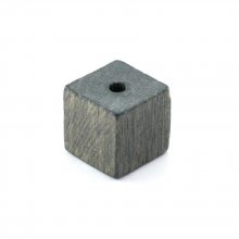 10 Holzperlen Würfel/Quadrat 10 mm Dunkelgrau
