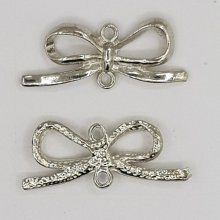 Charm Schleife Nr. 16 Charm Schleife Fliege Band Metall silber