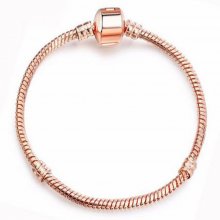 Europäisches Clip-Armband 17cm Glatte Verschlüsse Gold Rosé