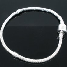 Europäisches Clip-Armband 16 cm mit glatter Schließe 925er Silber beschichtet