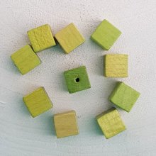 Perle Holz Würfel/Quadrat 10 mm Grün