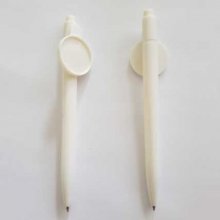 Weißer Kugelschreiber mit Cabochon-Halterung 25 mm