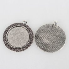 2 Cabochon-Halterungen 30mm Silber, Cabochon-Anhänger 51AS