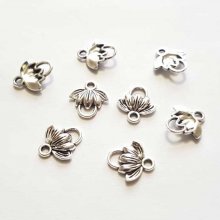Metall Blumen Charm Nr. 120 Silber