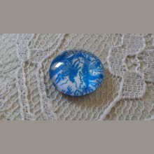 runder Glas-Cabochon 12mm blaue Blume 040 