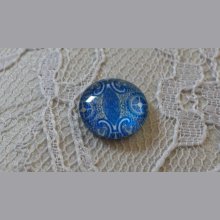 runder Glas-Cabochon 12mm Blume blau 039 
