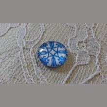 runder Glas-Cabochon 12mm Blume blau 035 
