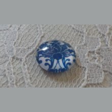 runder Glas-Cabochon 12mm Blume blau 024 