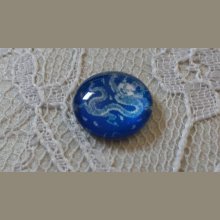 runder Glas-Cabochon 12mm Blume blau 022 