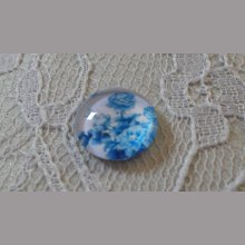 runder Glas-Cabochon 12mm Blume blau 016 