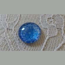runder Glas-Cabochon 12mm Blume blau 015 
