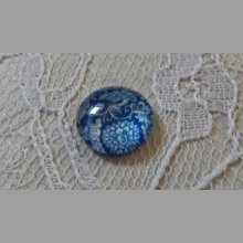 runder Glas-Cabochon 12mm blaue Blume 013 