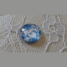 runder Glas-Cabochon 12mm blaue Blume 012 