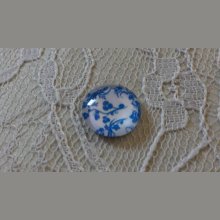 runder Glas-Cabochon 12mm blaue Blume 011 