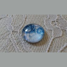 runder Glas-Cabochon 12mm Blume blau 010 