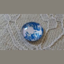 runder Glas-Cabochon 12mm Blume blau 009 