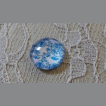 runder Glas-Cabochon 12mm Blume blau 006 