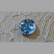 runder Glas-Cabochon 12mm Blume blau 004 