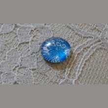 runder Glas-Cabochon 12mm Blume blau 002 