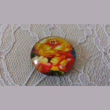 runder Glas-Cabochon 25mm Blume 01-038 