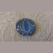 runder Glas-Cabochon 25mm Blume 008 