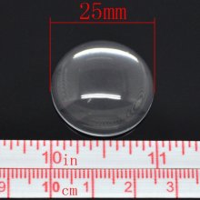 10 Cabochons Rund 25 mm aus transparentem Lupenglas Nr. 11 Standard