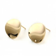 1 Paar Ohrringe Flöhe runde Plateau 16 mm vergoldet Nr. 02