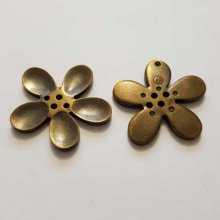 Fleur Orchidée résine 4 trous 30 x 3 mm Bronze Patiné