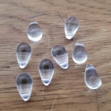 Petite Perle Goutte en Verre Transparent 9 mm x 6 mm